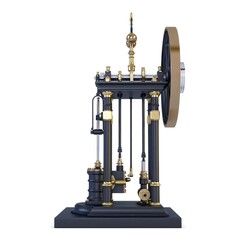 Illustration Victorian Vertical Steam Engine on Isolated Background