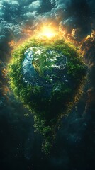 Beautiful earth glowing with energy in forest high resolution picture