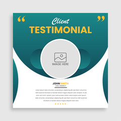 Client feedback or customer testimonial social media post design template.