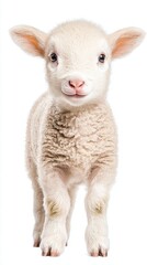 Fototapeta premium Sweet and innocent baby lamb with fluffy wool and expressive eyes captured in stunning high quality isolated image