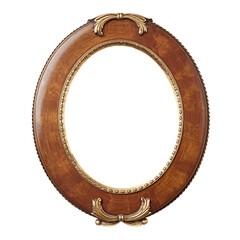 An elegant oval wood frame, richly detailed with gold accents, ready to showcase a cherished memory or treasured artwork in a classic style.