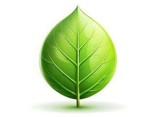 Single green leaf isolated on a white background