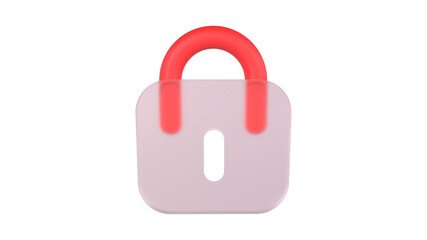 3d Minimalis lock icon with glass morphism transparent