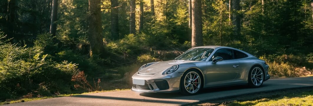 Porsche 991 GT3 car driving on road