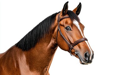 Obraz premium Majestic sorrel horse isolated on a white background capturing the strength and grace of this beautiful animal