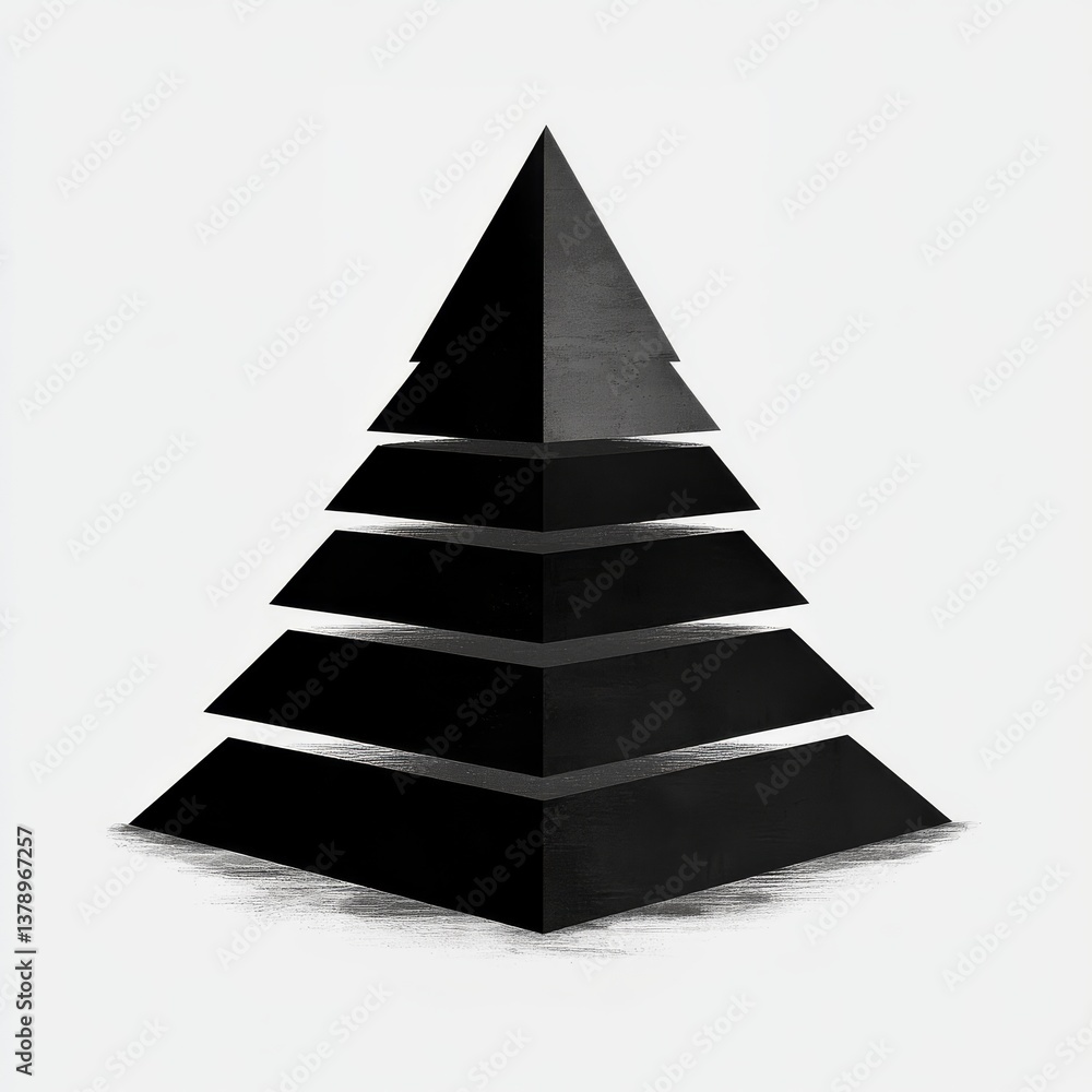 Aufkleber abstract black pyramid structure on white background - minimalist geometric composition