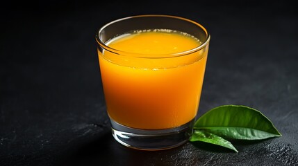 Fototapeta premium Refreshing Orange Juice in Glass Natural Vitamin C Drink Healthy Lifestyle Photography Tasty Summer Beverage Delicious Orange Fruit Juice Glassware 