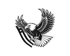American Eagle silhouette vector woth American Flag