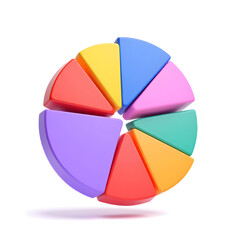 Obraz premium Colorful 3D Pie Chart Segments on White Background