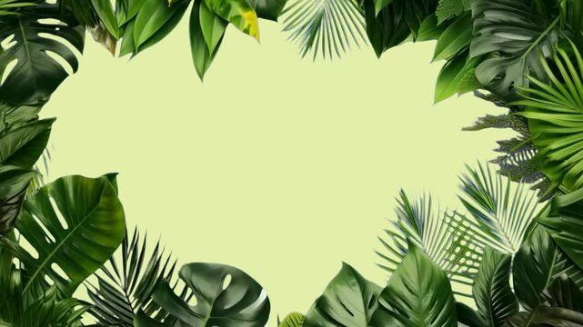 Green leaf border frame animated overlay, transparent 4K video, alpha channel, ProRes 4444