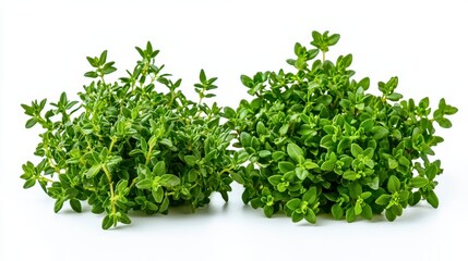 Fototapeta premium A bunch of fresh thyon spica isolated on white background emphasizing its aromatic qualities and culinary uses