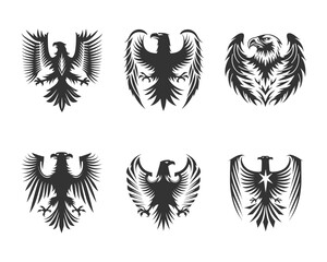 Fototapeta premium Set of heraldic coat of arms silhouette vector