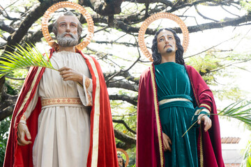 Naklejka premium Palm Sunday, Holy Week procession, traditional Catholic celebration 