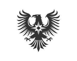 Fototapeta premium Eagle Heraldic silhouette vector shield with wings 