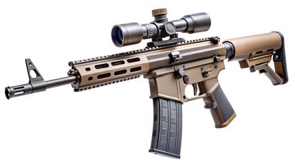 Isolated assault rifle on white background with clipping path