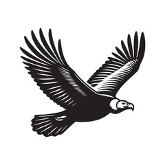 Obraz premium Simple California Condor Flying Vector Icon – Vintage Logo & Retro Illustration