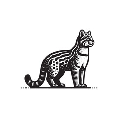 Ocelot Side View Vector Icon &ndash; Vintage Logo & Retro Illustration