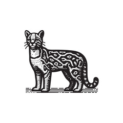 Ocelot Side View Vector Icon &ndash; Vintage Logo & Retro Illustration