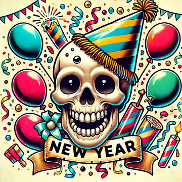 Skull in party celebration 
