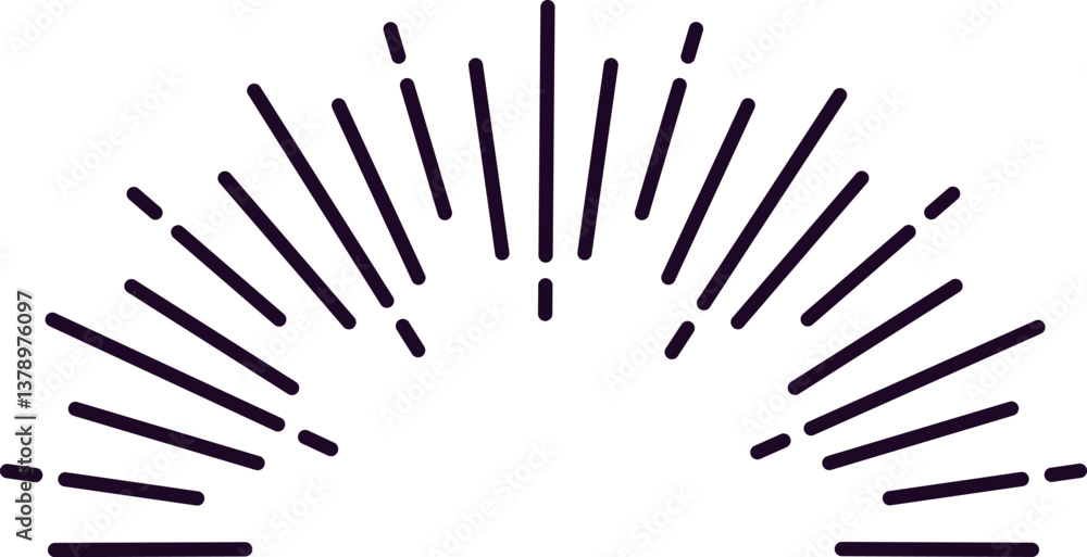 Poster radiating lines creating semicircle shape converging towards center point forming abstract geometric