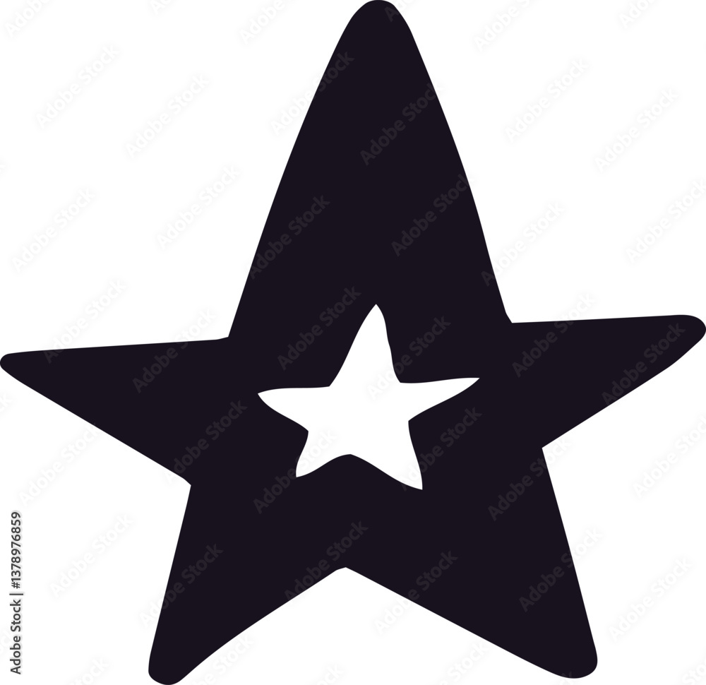 Aufkleber hand drawn star shape featuring a smaller star nestled inside, creating an engaging negative space e