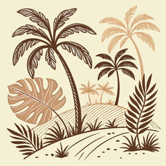 seamless pattern with palm trees