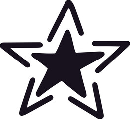 Featuring a simple black star with a double contour against a white background, creating a striking visual element perfect for various design applications and artistic expressions