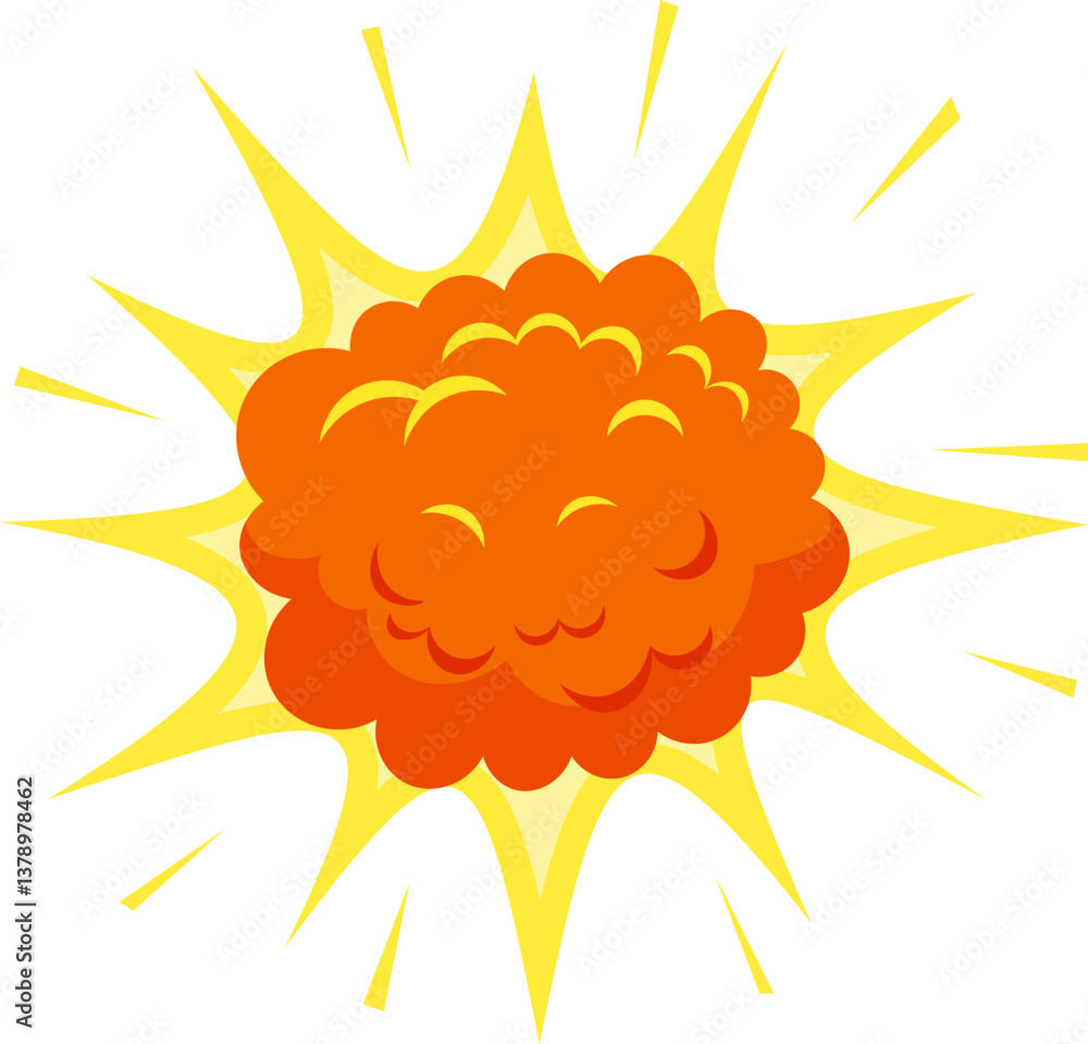 Poster orange explosion expanding and emitting yellow rays of light. creating a vibrant and dynamic visual 