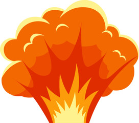 Powerful nuclear explosion mushroom cloud rising with bright orange flames creating a dramatic and devastating scene of destruction and chaos