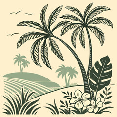 seamless pattern with palm trees