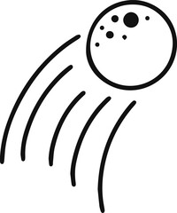 Vector illustration depicting a meteorite hurtling through space, leaving a blazing trail of fire against a pristine white background, capturing the essence of cosmic motion and energy