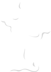 Minimalist abstract illustration depicting gray smoke softly rising from the bottom against a white background, creating a serene and ethereal atmosphere