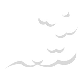 Stylized rising smoke or steam with copy space, forming elegant curves and waves on a plain white background, ideal for representing concepts related to evaporation, cooking, or air pollution