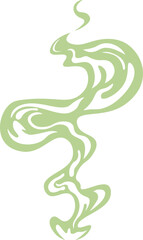 Light green smoke is rising and swirling upwards on a white background, creating an abstract and visually appealing pattern with its ethereal and flowing form