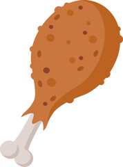 Simple vector illustration of a crispy fried chicken leg isolated on white background, representing fast food, unhealthy eating habits, and fried dishes
