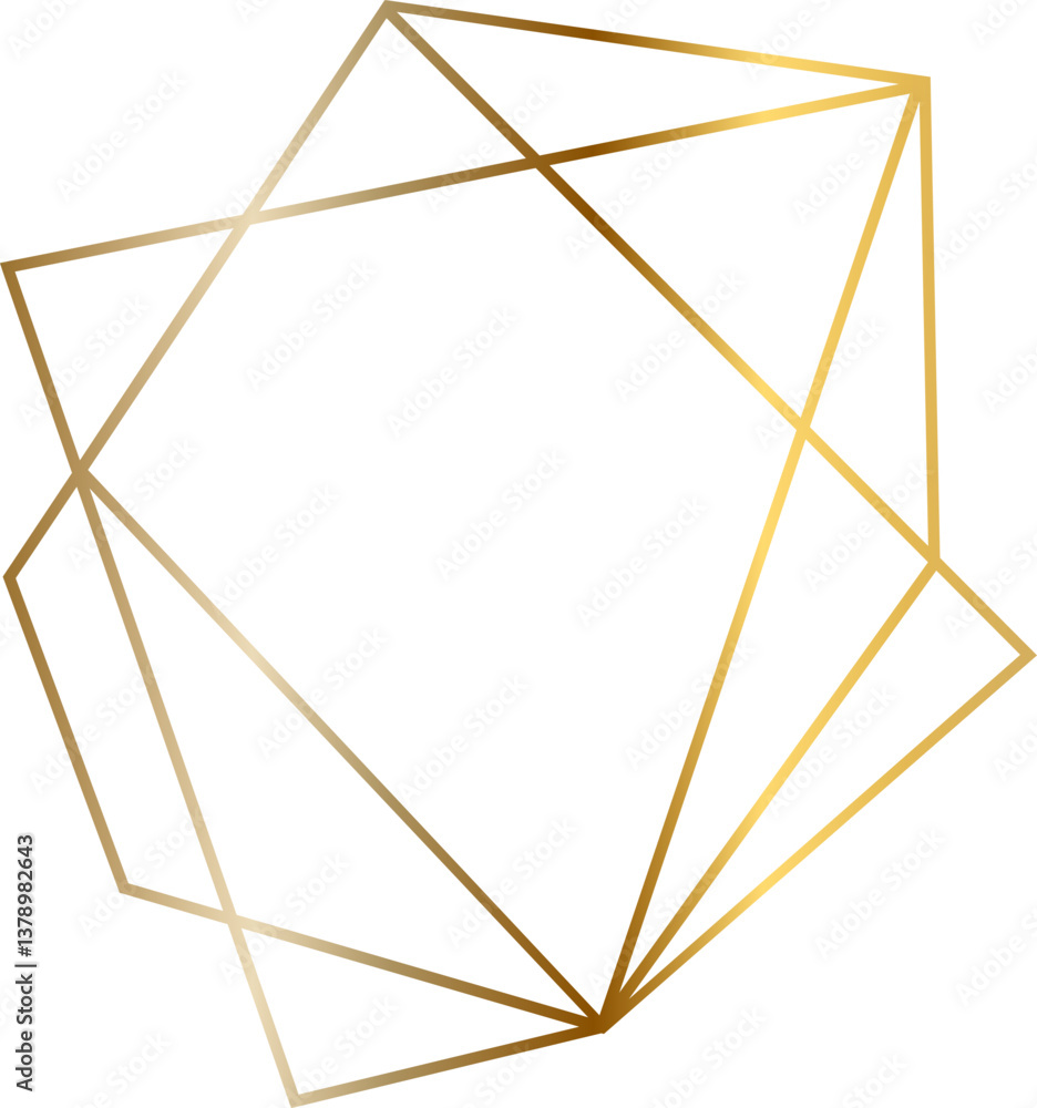 Poster golden geometric octagon frame with intersecting lines creating a modern, elegant design perfect for