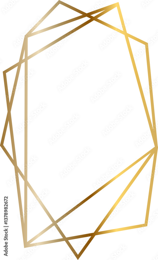 Aufkleber golden frame with geometric and polygonal shapes creating a modern and elegant design, ideal for inv