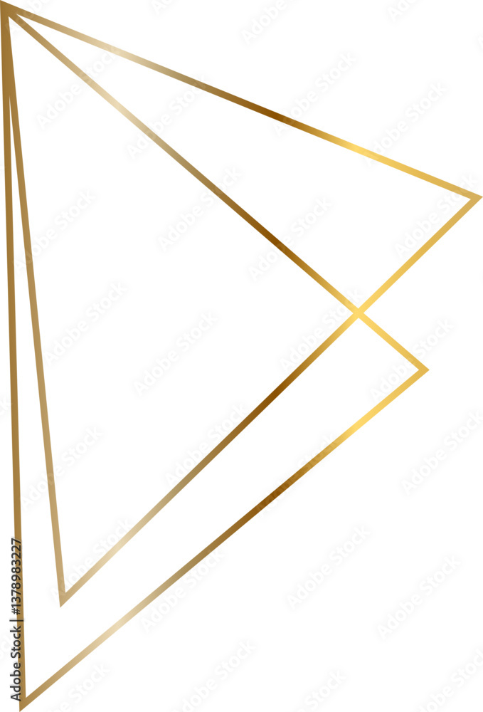 Poster elegant golden lines are forming an abstract geometric shape consisting of triangles on a white back