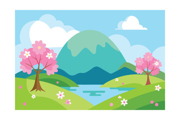 Fototapeta premium summer landscape with mountains