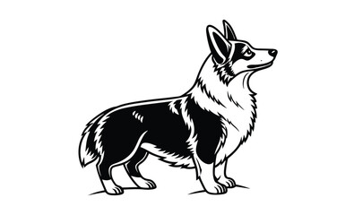 Playful corgi dog vector silhouette, Playful Corgi Vector Illustration 