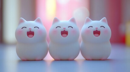 Three Cheerful Cartoon Kittens