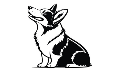 Playful corgi dog vector silhouette, Playful Corgi Vector Illustration 