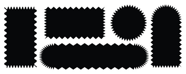 Set of Vector Black Shapes with Zigzag Edges vector