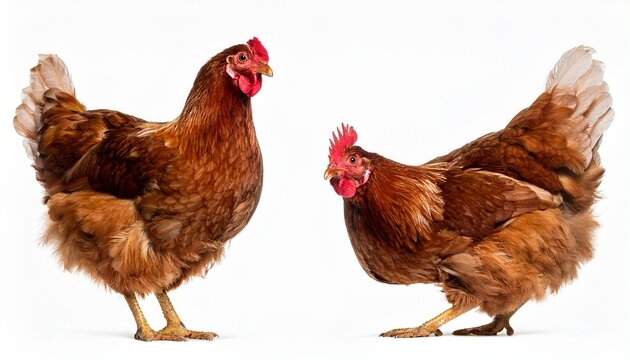 lohmann brown chicken isolated on white ready for clipping path
