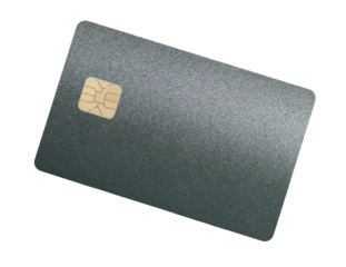 Card for financial payment. Glossy plastic credit and debit bank card with chip, green gradient, shining texture, elegant and clean style, business and economic concept. Isolated on white background..