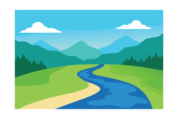 landscape with mountains and blue sky