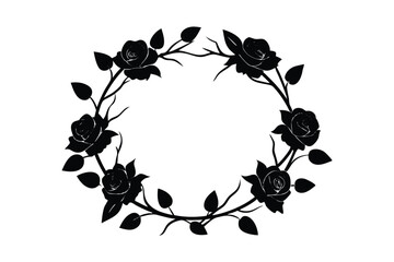 Fototapeta premium rose vine-wreath-silhouette 