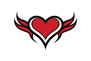 red heart with wings