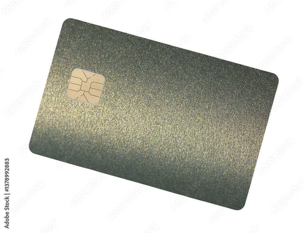 Poster card for payment service. elegant plastic credit and debit bank card with chip, glossy texture, grad
