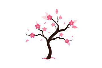 Fototapeta premium vector tree with pink flowers